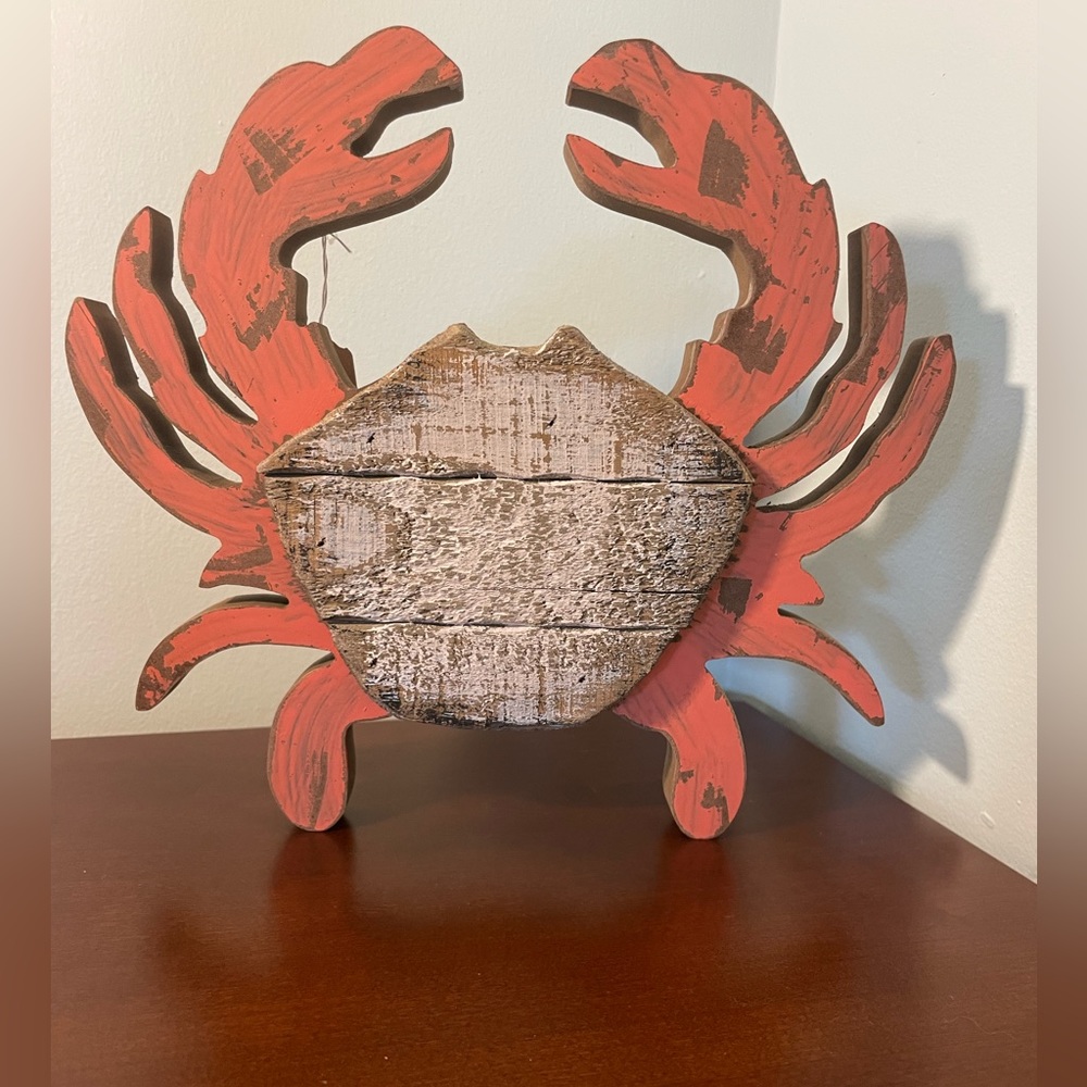 Hand crafted wood crab